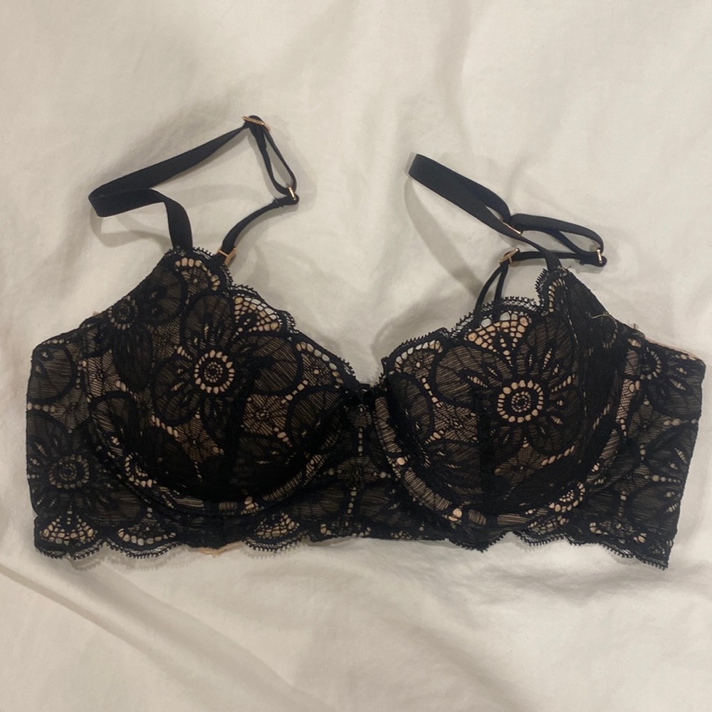 Lace Longline Underwire Bra - Black